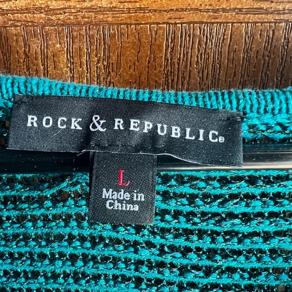 Women’s Rock and Republic teal sweater size Large - Picture 3 of 5